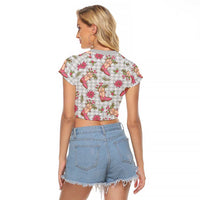 Gray Paniolo Palaka Hawaiian Cowgirl Christmas Raglan Cropped T Shirt LT9 - Polynesian Pride