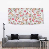 Gray Paniolo Palaka Hawaiian Cowgirl Christmas Tapestry - Polynesian Pride