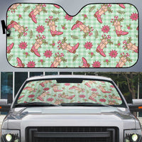 Green Paniolo Palaka Hawaiian Cowgirl Christmas Auto Sun Shade - Polynesian Pride