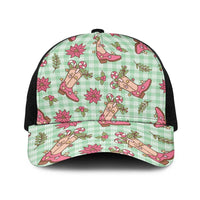 Green Paniolo Palaka Hawaiian Cowgirl Christmas Baseball Net Cap - Polynesian Pride