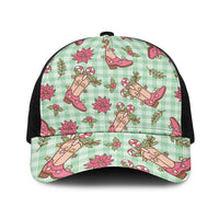 Green Paniolo Palaka Hawaiian Cowgirl Christmas Baseball Net Cap - Polynesian Pride