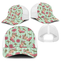 Green Paniolo Palaka Hawaiian Cowgirl Christmas Baseball Net Cap - Polynesian Pride