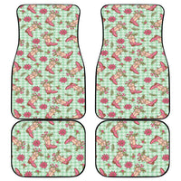 Green Paniolo Palaka Hawaiian Cowgirl Christmas Car Mats - Polynesian Pride