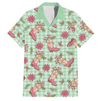 Green Paniolo Palaka Hawaiian Cowgirl Christmas Family Matching Short Sleeve Bodycon Dress and Hawaiian Shirt - Polynesian Pride