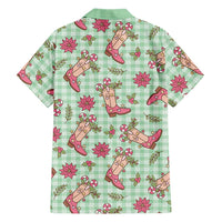 Green Paniolo Palaka Hawaiian Cowgirl Christmas Family Matching Short Sleeve Bodycon Dress and Hawaiian Shirt - Polynesian Pride