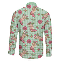 Green Paniolo Palaka Hawaiian Cowgirl Christmas Family Matching Short Sleeve Bodycon Dress and Hawaiian Shirt - Polynesian Pride