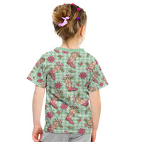 Green Paniolo Palaka Hawaiian Cowgirl Christmas Kid T Shirt - Polynesian Pride