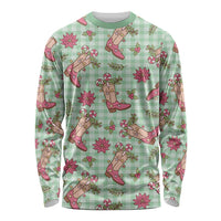Green Paniolo Palaka Hawaiian Cowgirl Christmas Long Sleeve Shirt - Polynesian Pride