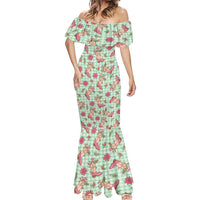 Green Paniolo Palaka Hawaiian Cowgirl Christmas Mermaid Dress - Polynesian Pride