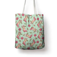 Green Paniolo Palaka Hawaiian Cowgirl Christmas Tote Bag - Polynesian Pride