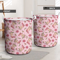 Pink Paniolo Palaka Hawaiian Cowgirl Christmas Laundry Basket - Polynesian Pride