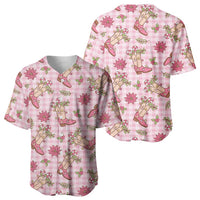 Pink Paniolo Palaka Hawaiian Cowgirl Christmas Baseball Jersey LT9 - Polynesian Pride