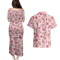 Pink Paniolo Palaka Hawaiian Cowgirl Christmas Couples Matching Puletasi and Hawaiian Shirt LT9 - Polynesian Pride