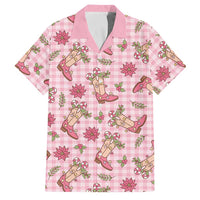 Pink Paniolo Palaka Hawaiian Cowgirl Christmas Family Matching Long Sleeve Bodycon Dress and Hawaiian Shirt LT9 Dad's Shirt - Short Sleeve Pink - Polynesian Pride