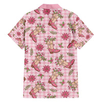 Pink Paniolo Palaka Hawaiian Cowgirl Christmas Family Matching Long Sleeve Bodycon Dress and Hawaiian Shirt - Polynesian Pride