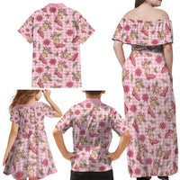 Pink Paniolo Palaka Hawaiian Cowgirl Christmas Family Matching Off Shoulder Maxi Dress and Hawaiian Shirt - Polynesian Pride