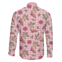 Pink Paniolo Palaka Hawaiian Cowgirl Christmas Family Matching Off Shoulder Maxi Dress and Hawaiian Shirt LT9 - Polynesian Pride