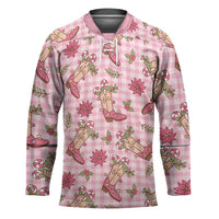 Pink Paniolo Palaka Hawaiian Cowgirl Christmas Hockey Jersey - Polynesian Pride