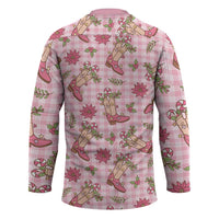 Pink Paniolo Palaka Hawaiian Cowgirl Christmas Hockey Jersey - Polynesian Pride