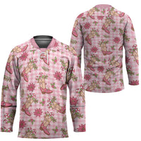 Pink Paniolo Palaka Hawaiian Cowgirl Christmas Hockey Jersey - Polynesian Pride