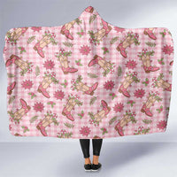 Pink Paniolo Palaka Hawaiian Cowgirl Christmas Hooded Blanket - Polynesian Pride
