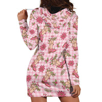 Pink Paniolo Palaka Hawaiian Cowgirl Christmas Hoodie Dress - Polynesian Pride
