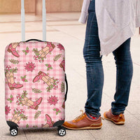 Pink Paniolo Palaka Hawaiian Cowgirl Christmas Luggage Cover - Polynesian Pride
