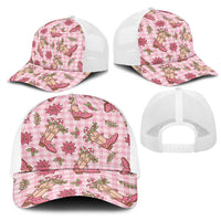 Pink Paniolo Palaka Hawaiian Cowgirl Christmas Mesh Trucker Cap LT9 - Polynesian Pride