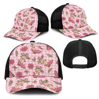 Pink Paniolo Palaka Hawaiian Cowgirl Christmas Mesh Trucker Cap LT9 - Polynesian Pride