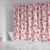 Pink Paniolo Palaka Hawaiian Cowgirl Christmas Shower Curtain - Polynesian Pride
