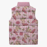 Pink Paniolo Palaka Hawaiian Cowgirl Christmas Sleeveless Puffer Jacket - Polynesian Pride