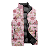 Pink Paniolo Palaka Hawaiian Cowgirl Christmas Sleeveless Puffer Jacket - Polynesian Pride