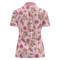 Pink Paniolo Palaka Hawaiian Cowgirl Christmas Women Polo Shirt - Polynesian Pride