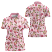 Pink Paniolo Palaka Hawaiian Cowgirl Christmas Women Polo Shirt - Polynesian Pride