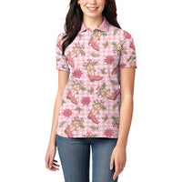 Pink Paniolo Palaka Hawaiian Cowgirl Christmas Women Polo Shirt - Polynesian Pride