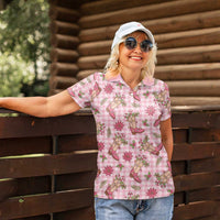 Pink Paniolo Palaka Hawaiian Cowgirl Christmas Women Polo Shirt - Polynesian Pride