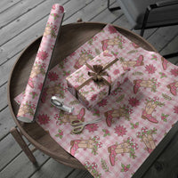 Pink Paniolo Palaka Hawaiian Cowgirl Christmas Wrapping Paper - Polynesian Pride