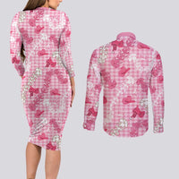 Paniolo Palaka Hawaiian Cowgirl Couples Matching Long Sleeve Bodycon Dress and Long Sleeve Button Shirt - Polynesian Pride