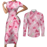 Paniolo Palaka Hawaiian Cowgirl Couples Matching Short Sleeve Bodycon Dress and Long Sleeve Button Shirt - Polynesian Pride