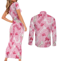 Paniolo Palaka Hawaiian Cowgirl Couples Matching Short Sleeve Bodycon Dress and Long Sleeve Button Shirt - Polynesian Pride
