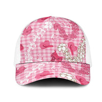 Paniolo Palaka Hawaiian Cowgirl Mesh Trucker Cap LT9 One Size White Pink - Polynesian Pride