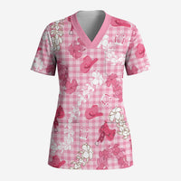 Paniolo Palaka Hawaiian Cowgirl Scrub Top - Polynesian Pride