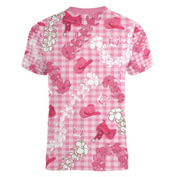 Paniolo Palaka Hawaiian Cowgirl Women V-Neck T-Shirt - Polynesian Pride