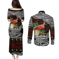Papua New Guinea Christmas Couples Matching Puletasi and Long Sleeve Button Shirt LT9 - Polynesian Pride