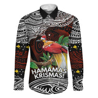 Papua New Guinea Christmas Family Matching Summer Maxi Dress and Hawaiian Shirt LT9 Dad's Shirt - Long Sleeve Black - Polynesian Pride