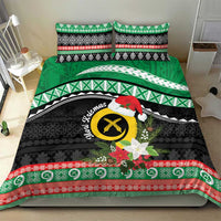 Vanuatu Pig's Tusk Meri Krismas! Bedding Set Vanuatuan Sand Drawing Pattern - Polynesian Pride