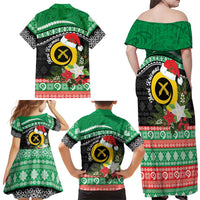Vanuatu Pig's Tusk Meri Krismas! Family Matching Off Shoulder Maxi Dress and Hawaiian Shirt Vanuatuan Sand Drawing Pattern - Polynesian Pride