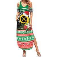 Vanuatu Pig's Tusk Meri Krismas! Family Matching Summer Maxi Dress and Hawaiian Shirt Vanuatuan Sand Drawing Pattern - Polynesian Pride