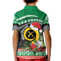 Vanuatu Pig's Tusk Meri Krismas! Kid Polo Shirt Vanuatuan Sand Drawing Pattern LT9 - Polynesian Pride