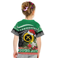 Vanuatu Pig's Tusk Meri Krismas! Kid T Shirt Vanuatuan Sand Drawing Pattern LT9 - Polynesian Pride